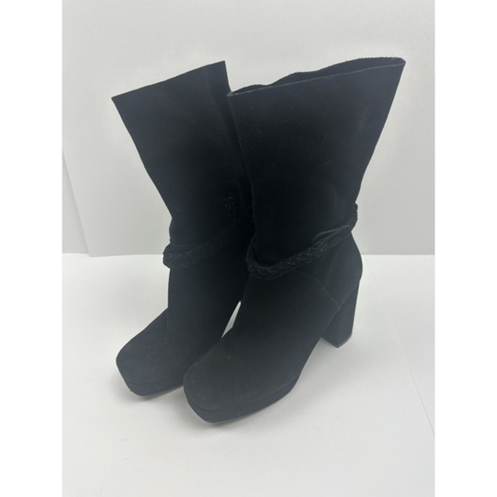 FREE PEOPLE‎ Black Suede BOOT US 6.5 EU 37 Zip Heel Ankle Bootie